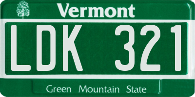 VT license plate LDK321