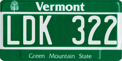 VT license plate LDK322