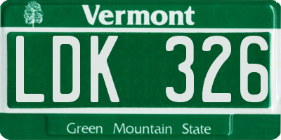VT license plate LDK326