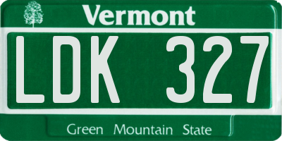 VT license plate LDK327