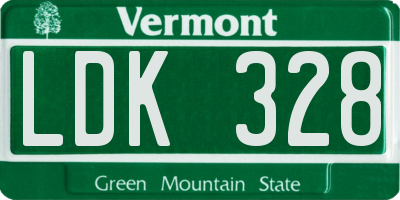 VT license plate LDK328