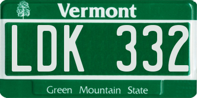 VT license plate LDK332
