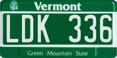 VT license plate LDK336