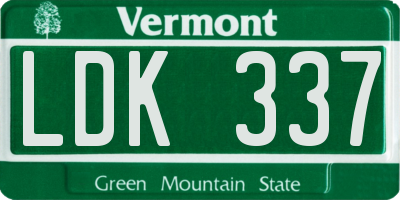 VT license plate LDK337