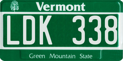 VT license plate LDK338
