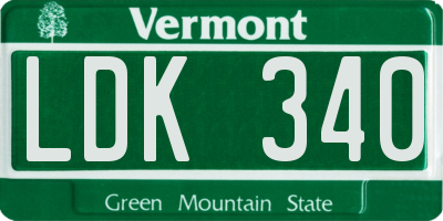 VT license plate LDK340