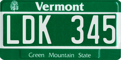 VT license plate LDK345