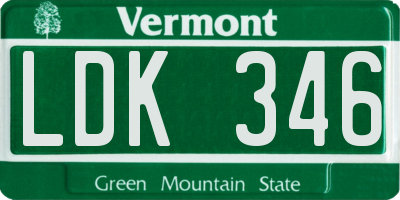 VT license plate LDK346