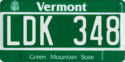 VT license plate LDK348