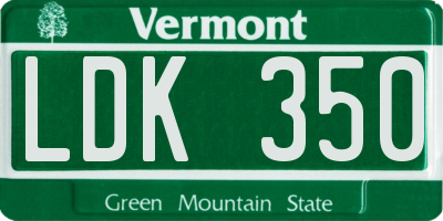 VT license plate LDK350