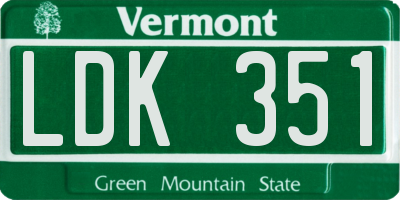 VT license plate LDK351