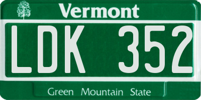 VT license plate LDK352