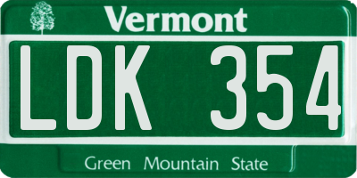 VT license plate LDK354