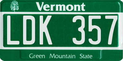 VT license plate LDK357