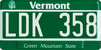 VT license plate LDK358