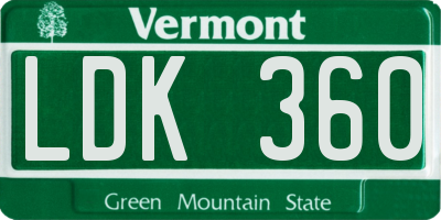 VT license plate LDK360