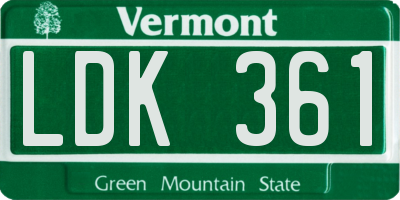 VT license plate LDK361