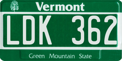 VT license plate LDK362