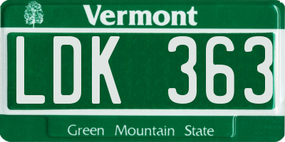 VT license plate LDK363