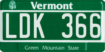 VT license plate LDK366
