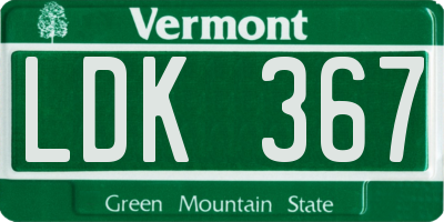 VT license plate LDK367