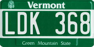VT license plate LDK368