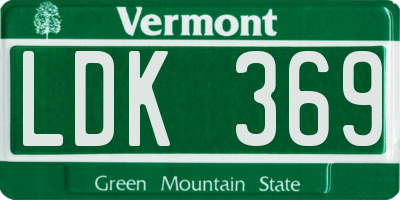 VT license plate LDK369