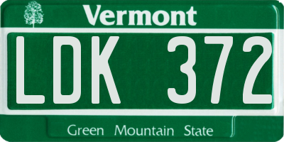 VT license plate LDK372