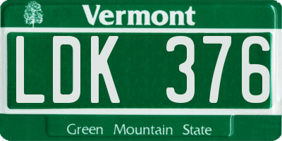 VT license plate LDK376