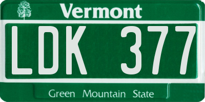 VT license plate LDK377