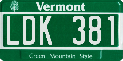 VT license plate LDK381