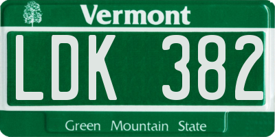 VT license plate LDK382