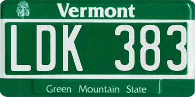 VT license plate LDK383