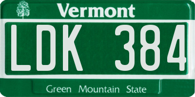 VT license plate LDK384