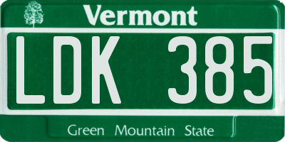 VT license plate LDK385