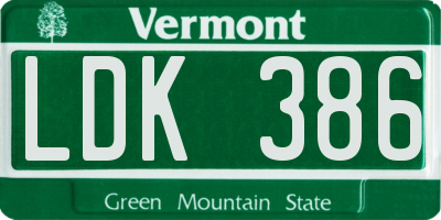 VT license plate LDK386