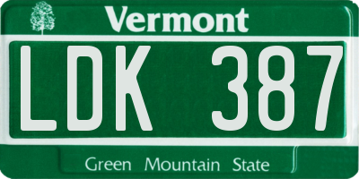 VT license plate LDK387