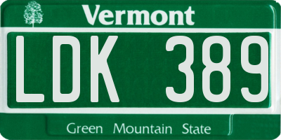 VT license plate LDK389