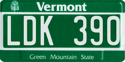 VT license plate LDK390