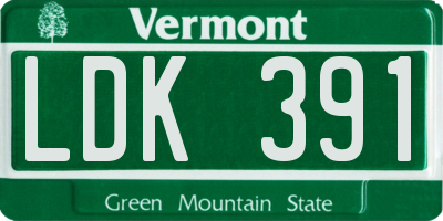 VT license plate LDK391