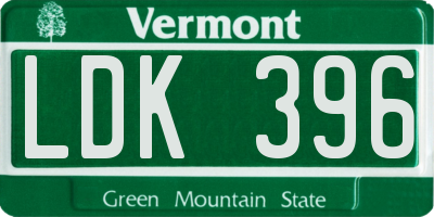 VT license plate LDK396