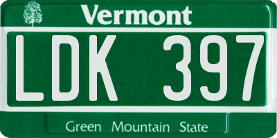 VT license plate LDK397