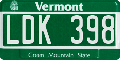 VT license plate LDK398