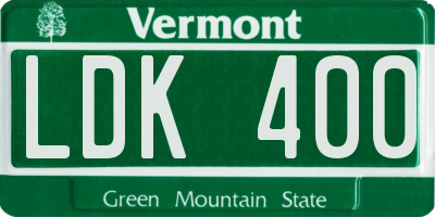 VT license plate LDK400