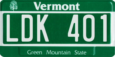 VT license plate LDK401
