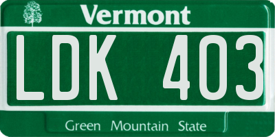 VT license plate LDK403