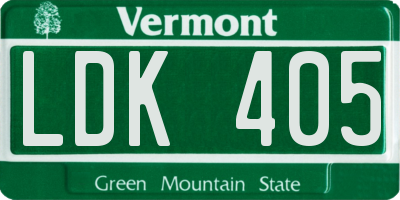 VT license plate LDK405