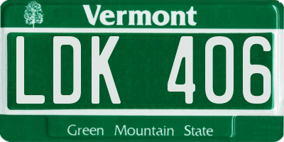 VT license plate LDK406