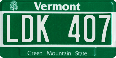 VT license plate LDK407