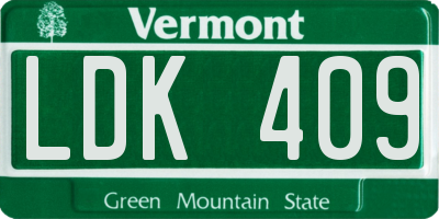 VT license plate LDK409